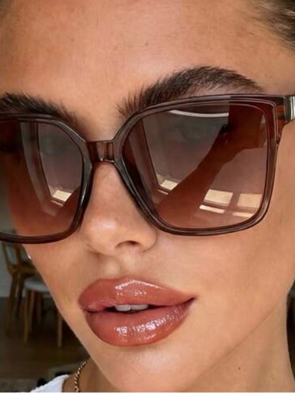 Brown Square Oversized Women's Sunglasses